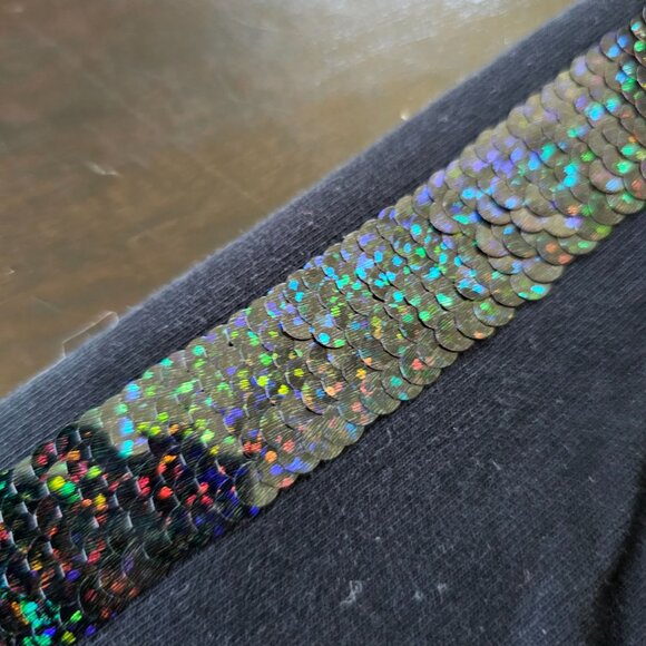 Nwt Children's  Place Girls Sequined Striped black Leggings sz 7/8 - Picture 7 of 10